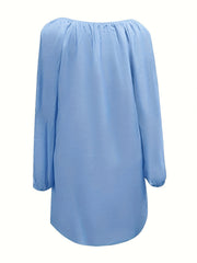  Tie Dye Butterfly Print Lantern Sleeve Loose Dress