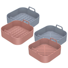 2pcs Air Fryer Silicone Pot With Handle Reusable Air Fryer Liner Heat Resistant