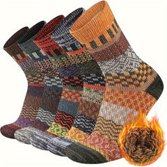 5 Pairs Winter Warm Socks Casual Knit Socks Outdoor Socks Thick Warm Socks