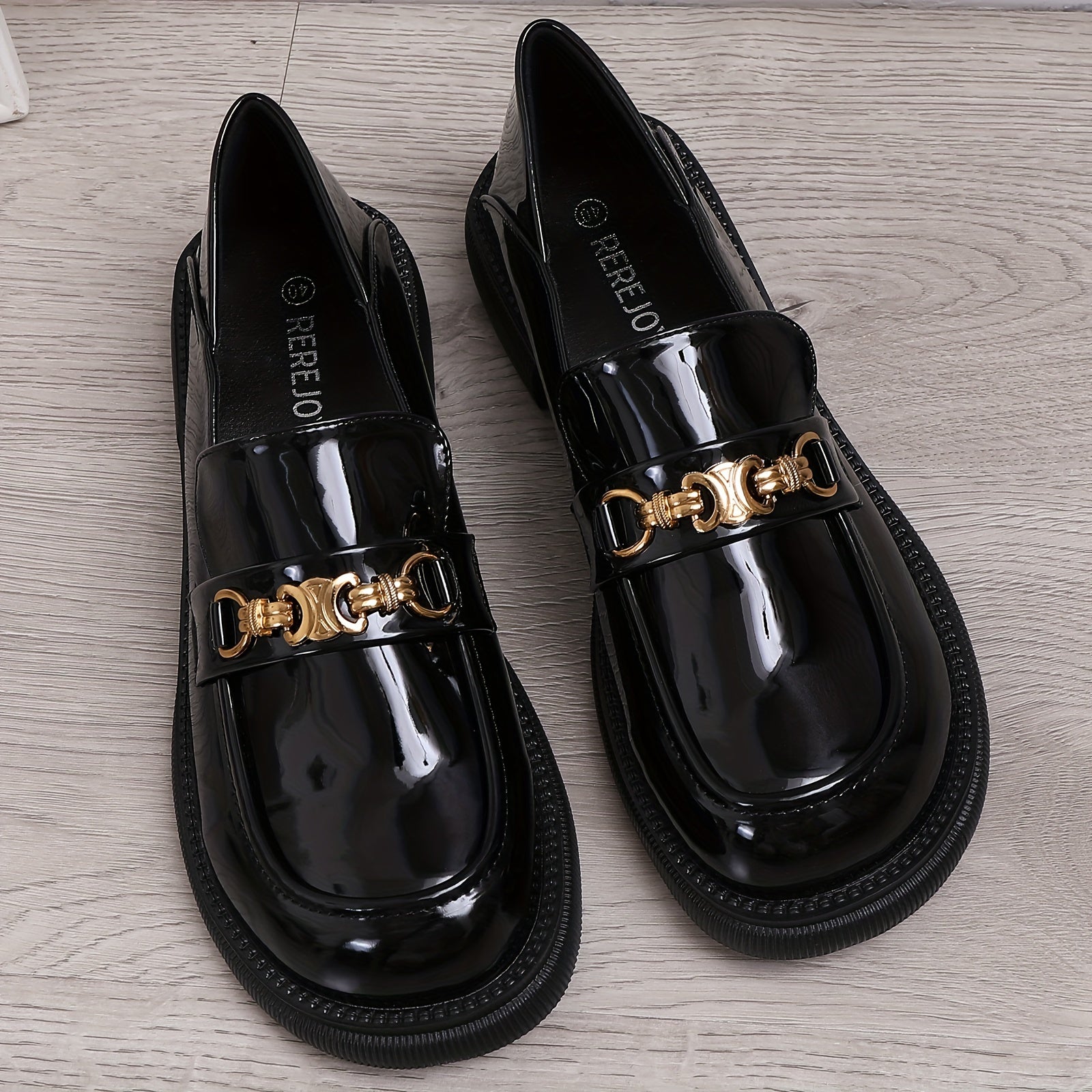 Women's Metallic Chunky Heel Loafers Work Shoes
