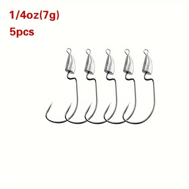 5pcs Bullet Lead Head Hooks Soft Worm Hooks