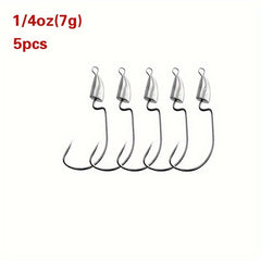 5pcs Bullet Lead Head Hooks Soft Worm Hooks