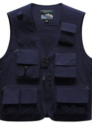 Cargo Vest Men's Zip Up Outwear Casual Spring Summer