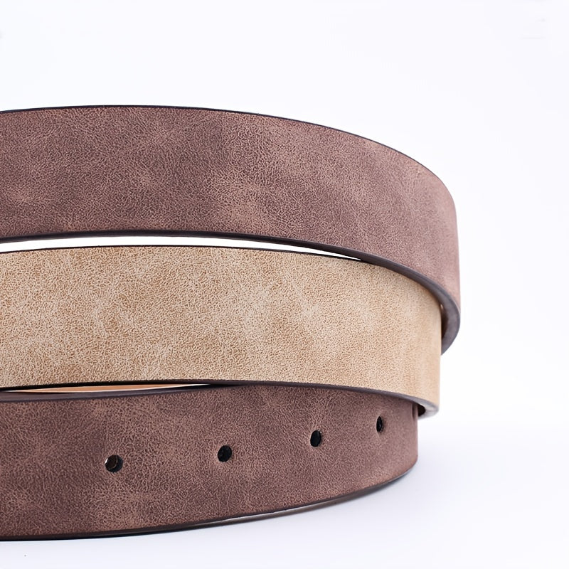 Square Metal Pin Buckle Women Leather Belt for Jeans