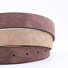 Square Metal Pin Buckle Women Leather Belt for Jeans
