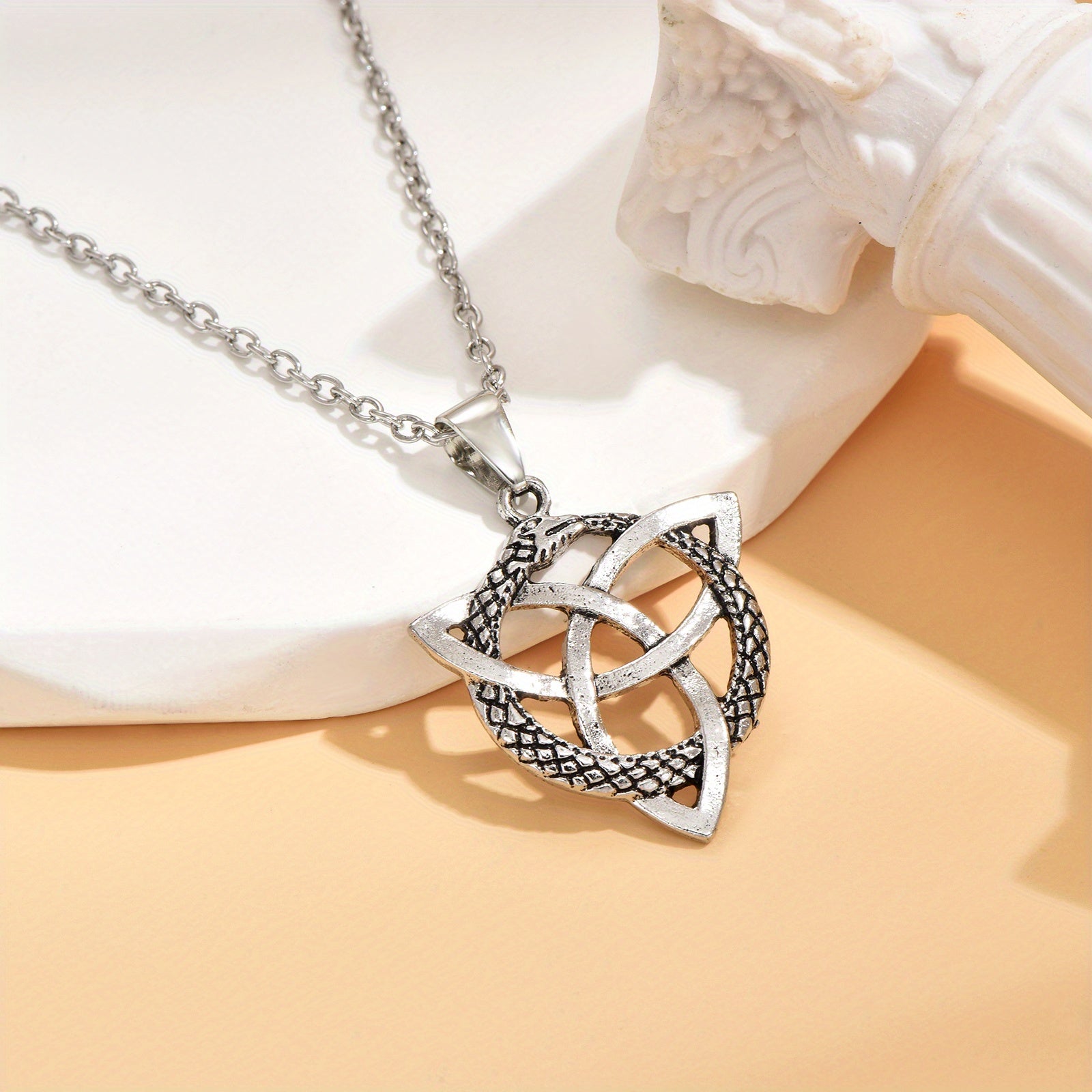Gothic Vintage Silver Viking Rune Pendant Necklace