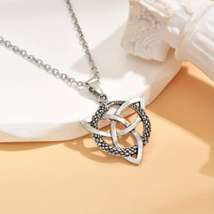 Gothic Vintage Silver Viking Rune Pendant Necklace