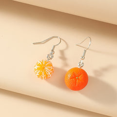 Orange Resin Earrings Peeling Fruit Style Jewelry