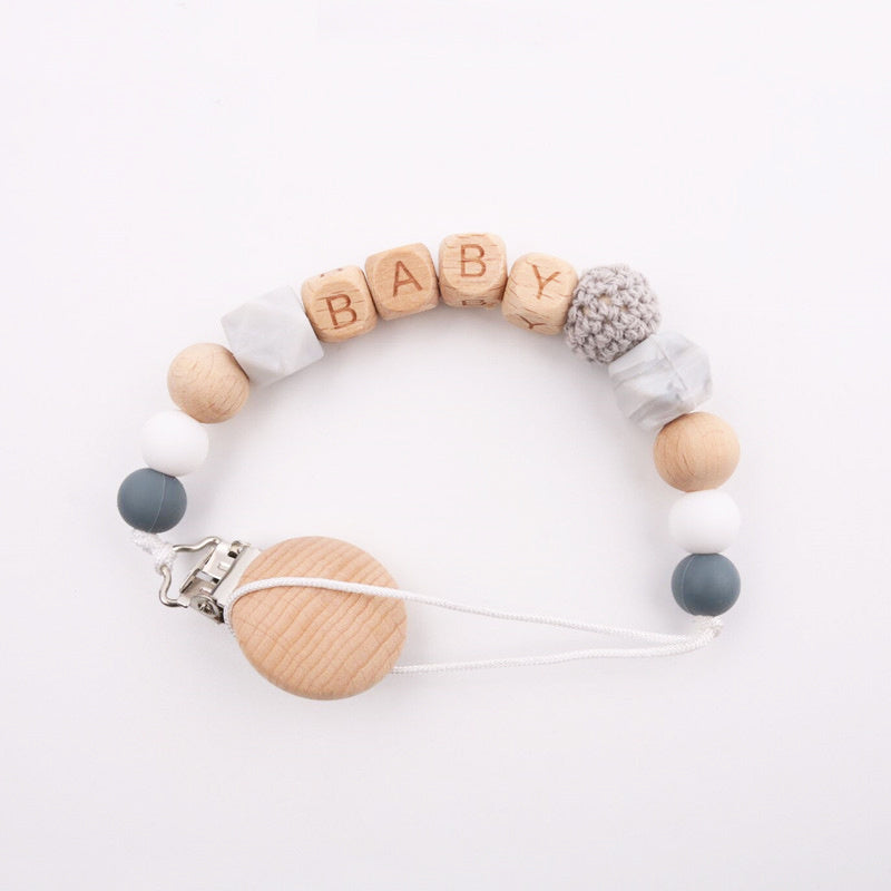 Beech Wood Clip Silicon Pacifier Chain for Mother and Baby