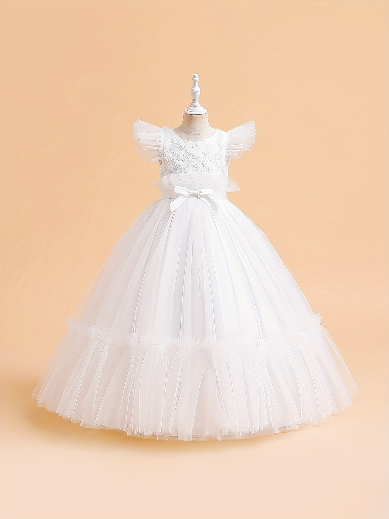 Girls Princess Tulle Formal Dress Flying Sleeve Costume