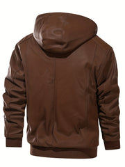 Men's Soft Shell Hooded Jacket Windproof Zip Up Winter Outdoor