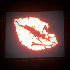 Reflective Death Kiss Skull Cross Bone Lips Decal Bumper Sticker