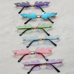 6 Pairs Fire Lens Sunglasses Rimless Party Glasses Unisex UV400