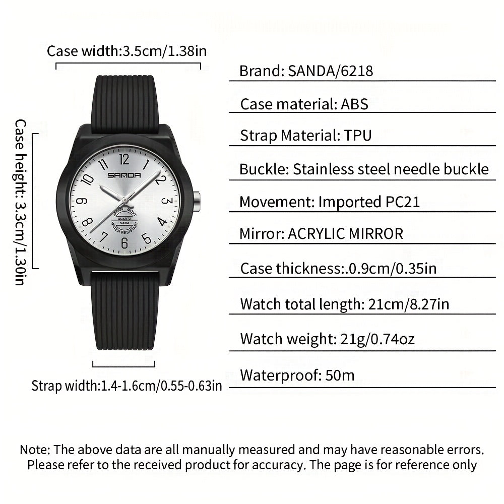 Sanda Quartz Student Watch Minimalist Design Luminous Hands Non Rechargeable