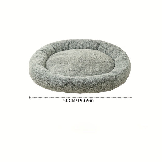Soft Plush Round Cat Bed Bolster Nest - Pet Supplies
