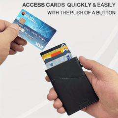 ALLANSING Slim Card Holder Leather Wallet Minimalist Pop Up RFID Blocking Wallet