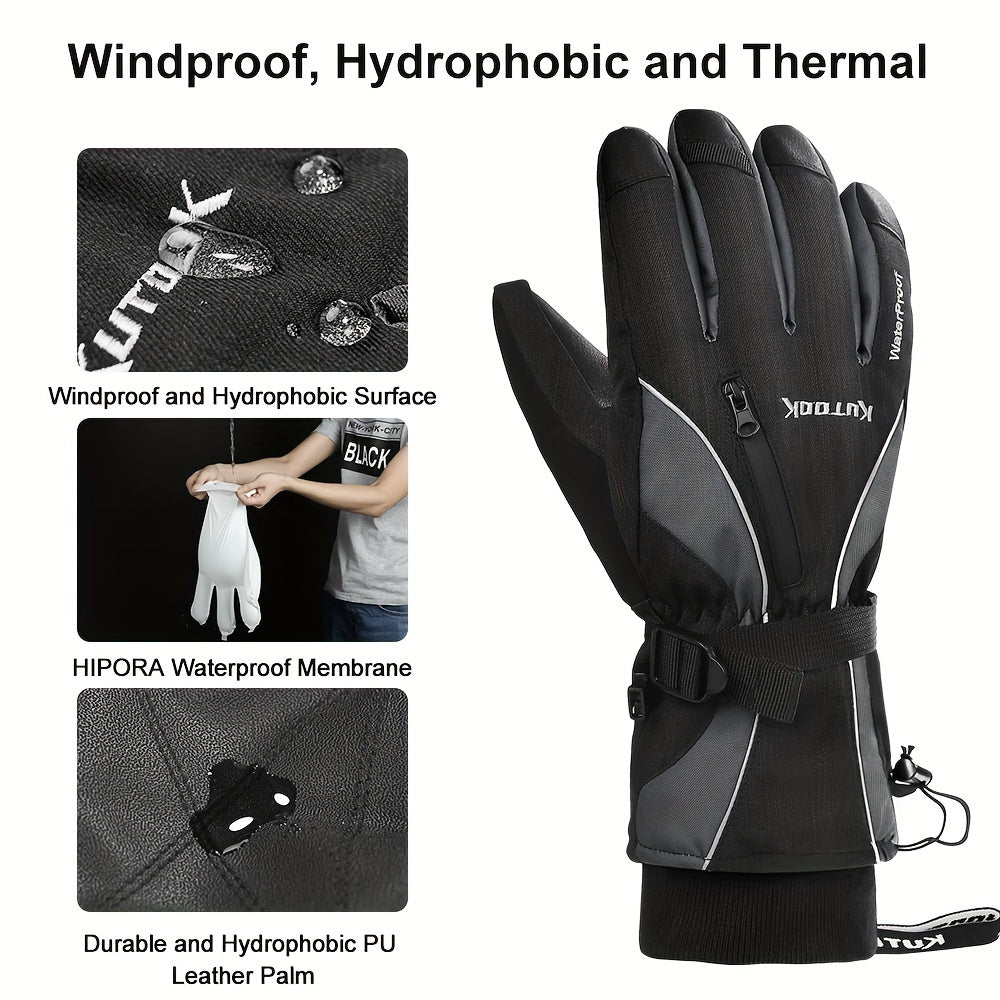 Neoprene Padded Touch Screen Skiing Gloves TPU Waterproof Windproof