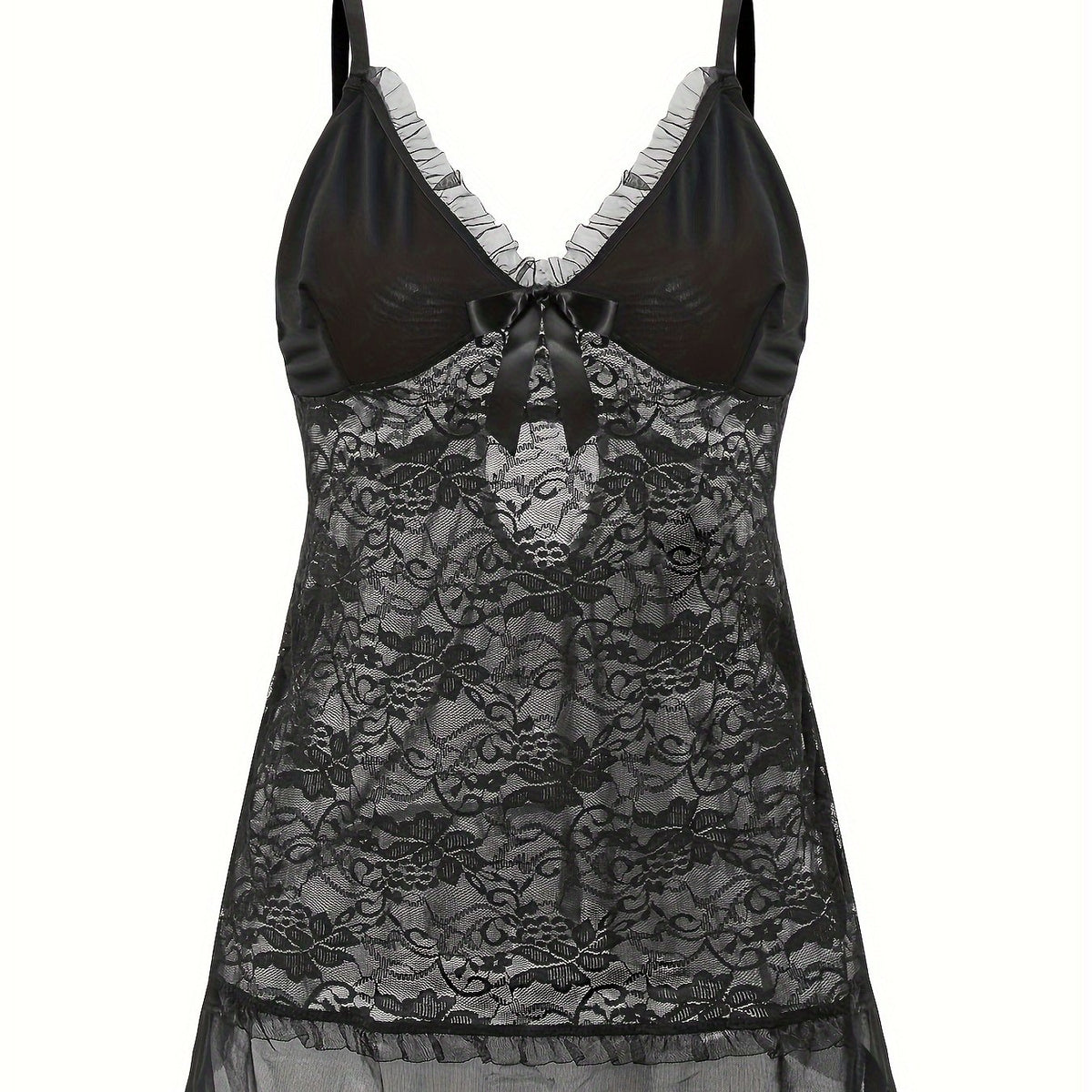  Lace Bow Ruffle Babydoll Dress