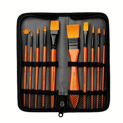 10 Nylon Wool Brush Set With Canvas Bag Watercolor Gouache Acrylic Brush