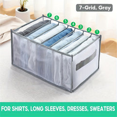 Jeans Closet Shelf Organizer 7 Grid Mesh Foldable Drawer Storage Box