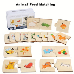 Wooden Shape & Animal Matching Puzzle Toy for Preschool Cognitive Development