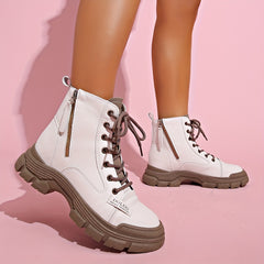 Women's Lace Up Outdoor Boots Thick Bottom Shoes
