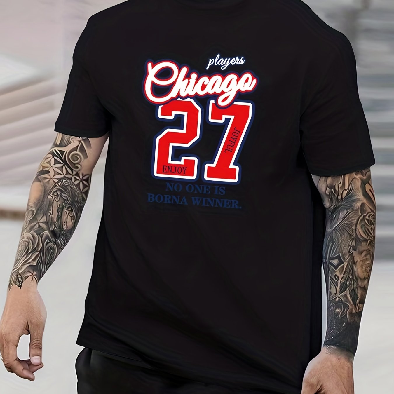 Chicago 27 Graphic Crew Neck T shirt for Men