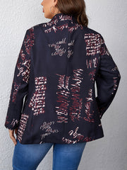  Graffiti Print Long Sleeve Blazer with Pockets