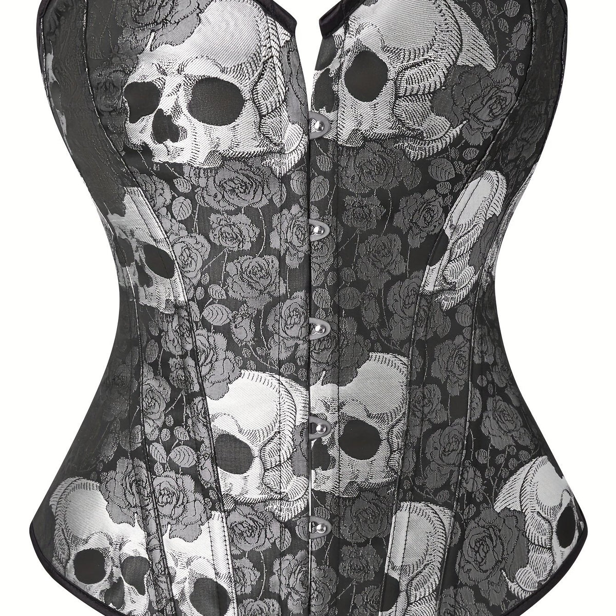 Skull Print Lace Up Bustier Tummy Control Body Shaper