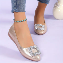 Rhinestone Glitter Ballet Flats Pointed Toe Loafers