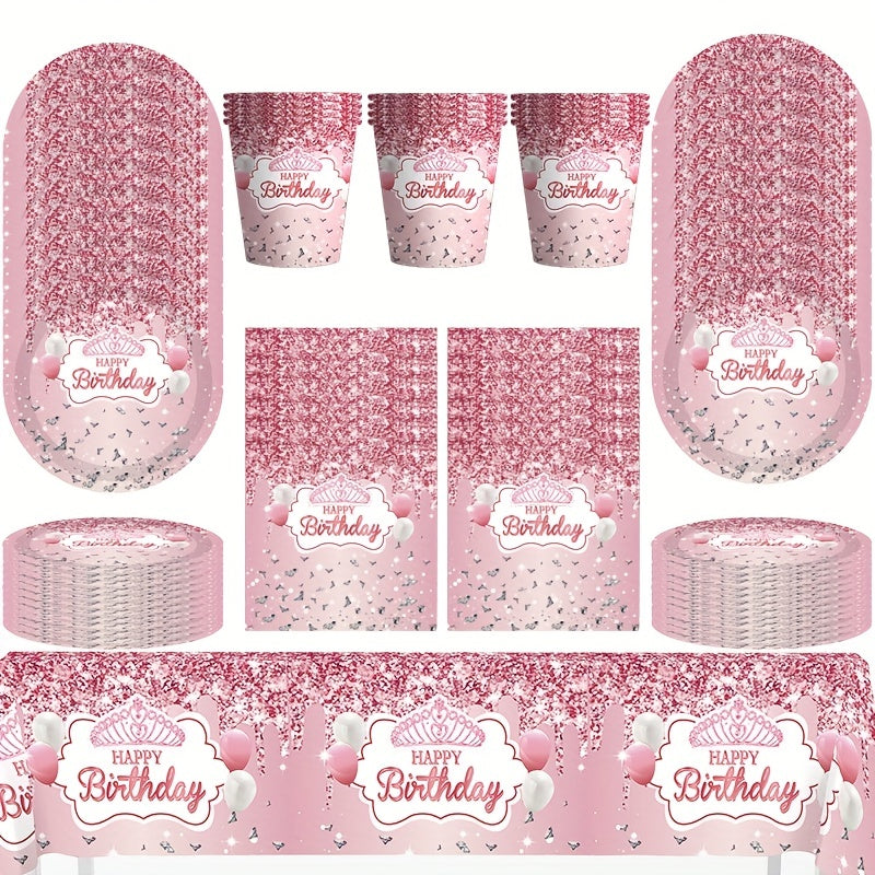 Birthday Party Tableware Set Purple Plates Cups Napkins Baby Shower Decor