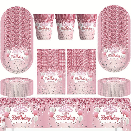 Birthday Party Tableware Set Purple Plates Cups Napkins Baby Shower Decor