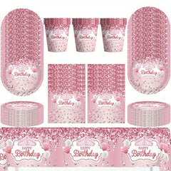 Birthday Party Tableware Set Purple Plates Cups Napkins Baby Shower Decor