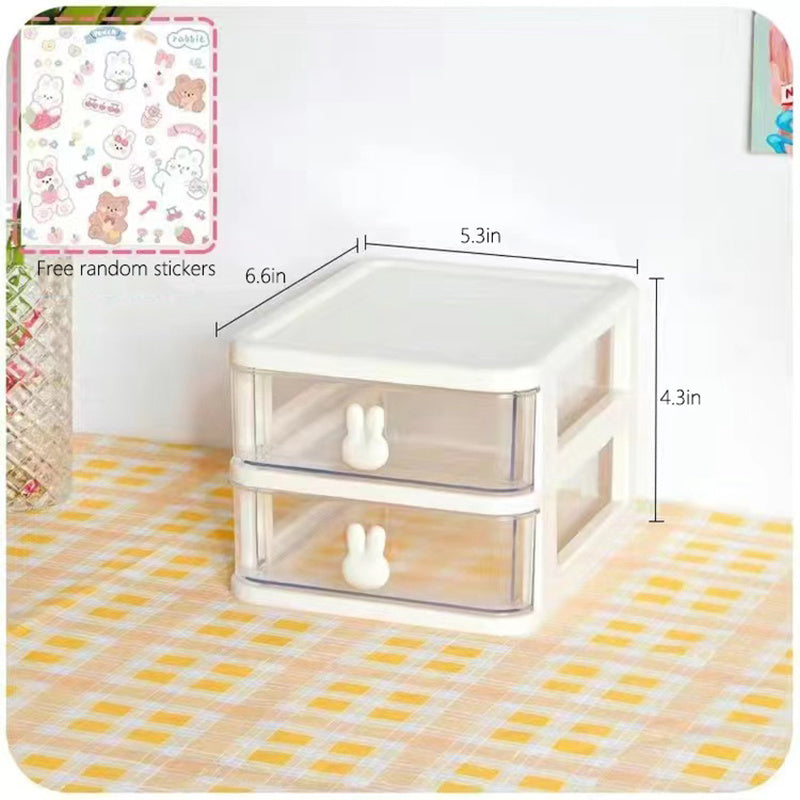 Rabbit Desktop Storage Box Transparent Drawer Desk Mini Storage