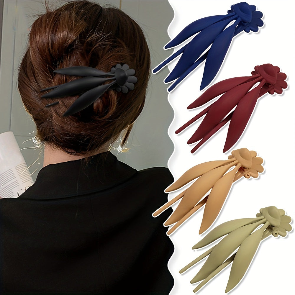 4 Pcs Women French Curved Hair Clip Nonslip Duck Billed Clip Solid Hair Clip