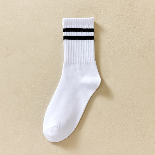 3 Pairs Girls Striped Crew Socks for Autumn Winter
