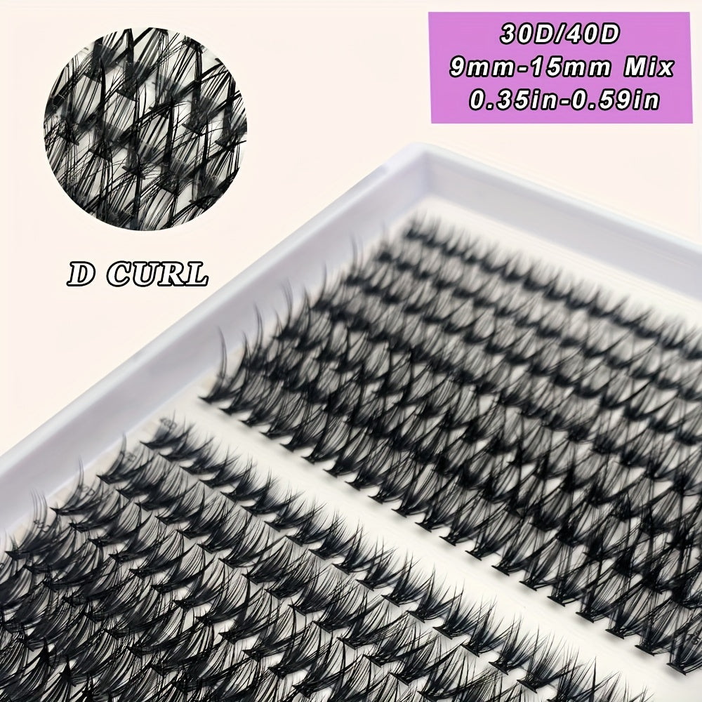 280 Clusters Lashes 30 40D 9 15mm Mix Style D Curling Lashes Extensions