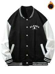 Men's Joyful Muppet Bear Print Jacket Long Sleeve Baseball Collar