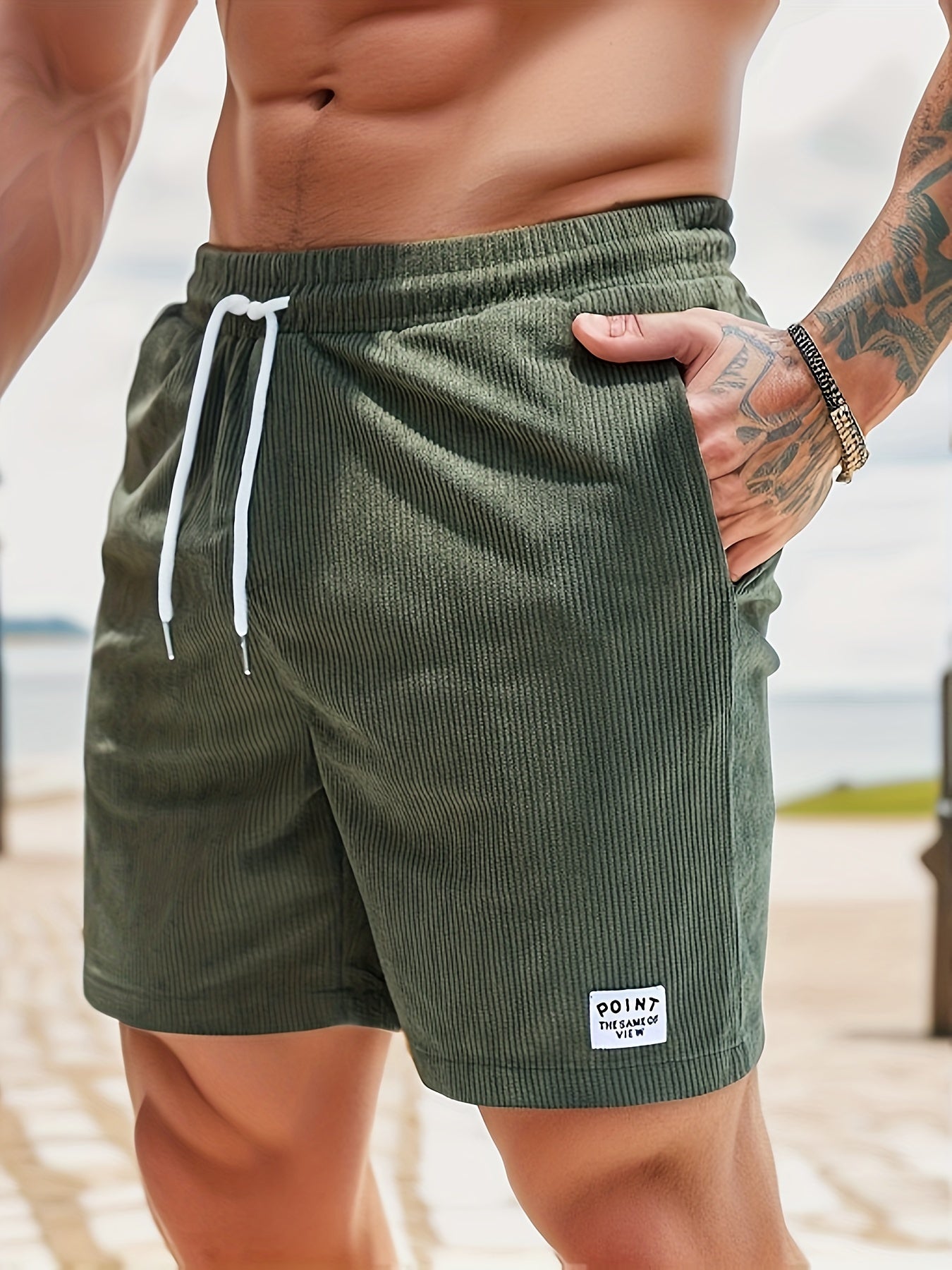 Men's Drawstring Corduroy Shorts for Summer