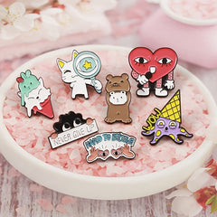 Large Eye Shaped Brooch Magnifying Glass Cat Rabbit Squid Bear