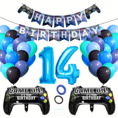Video Game Party Birthday Decoration Set with Happy Birthday Banner