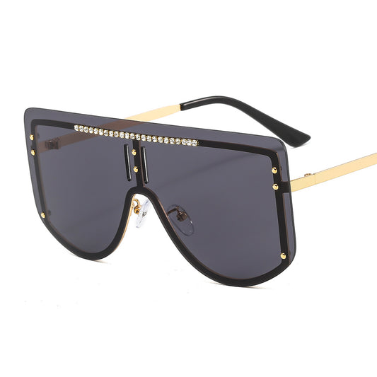 Oversize Metal Sunglasses Colorful Rhinestone Glasses