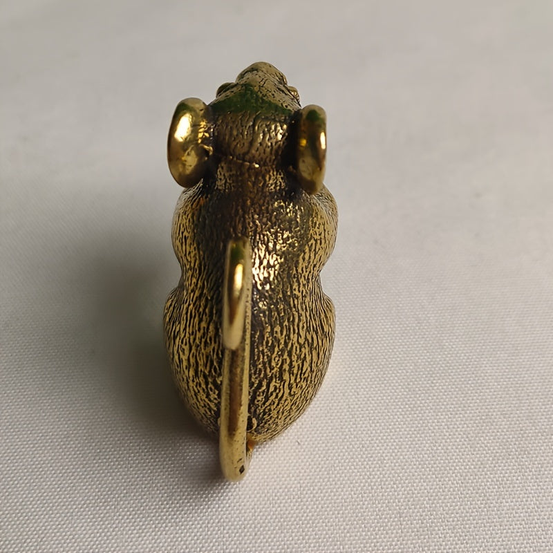 Brass Lucky Mouse Key Chain Gift Tea Pet Bag Ornament Pendant