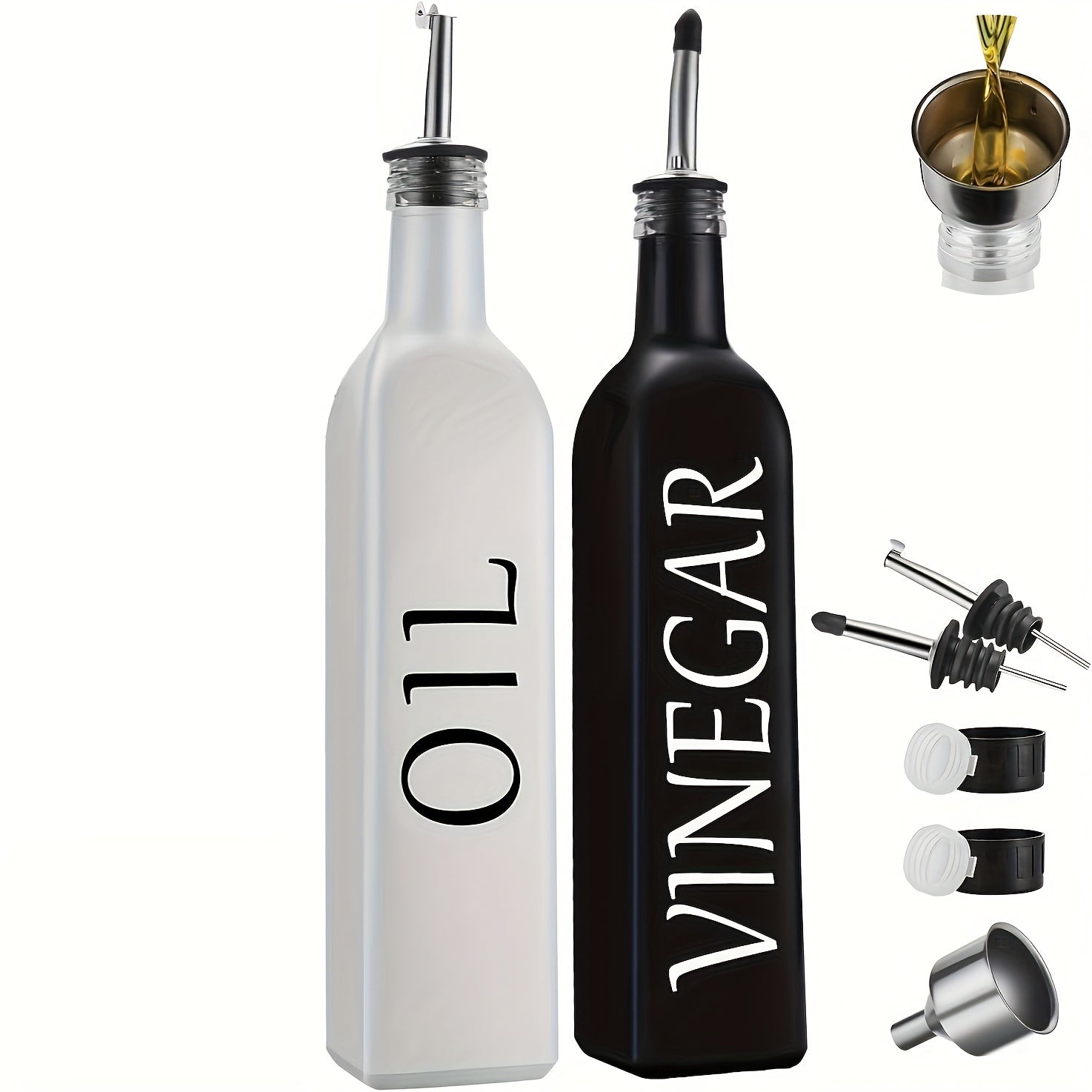 2pcs Olive & Vinegar Dispenser Set 17oz Kitchen Seasoning Dispenser