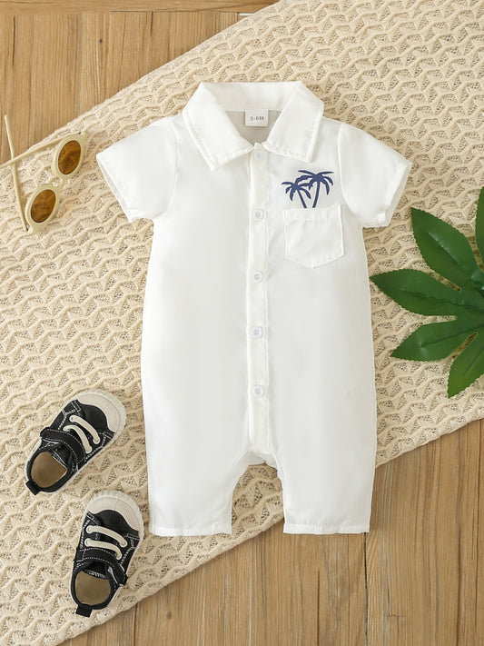 Coconut Tree Graphic Baby Girls Jumpsuit