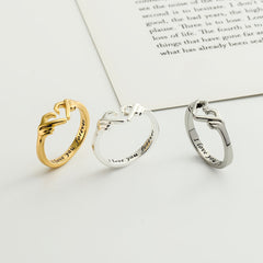 Adjustable Silvery Heart Ring 18K Plated Love Jewelry for Women Teens