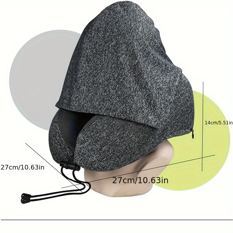 Memory Foam U Shaped Travel Pillow with Detachable Hood Neck Support