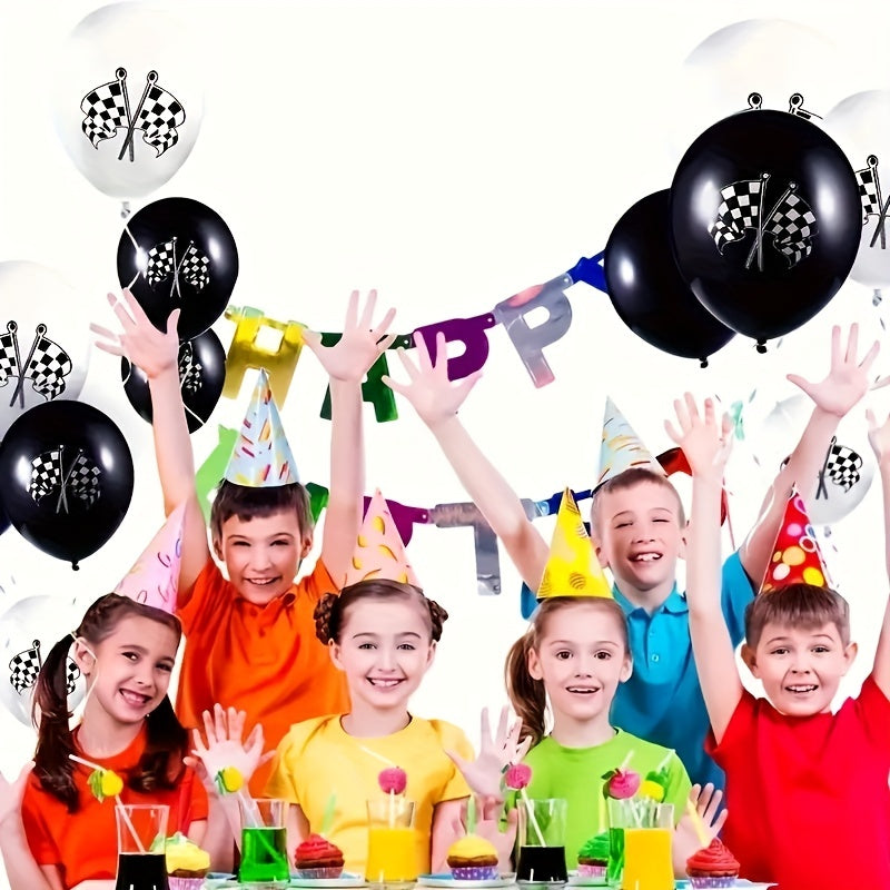 10pcs Checkered Flag Balloons Racing Car Theme Birthday Party Decoration