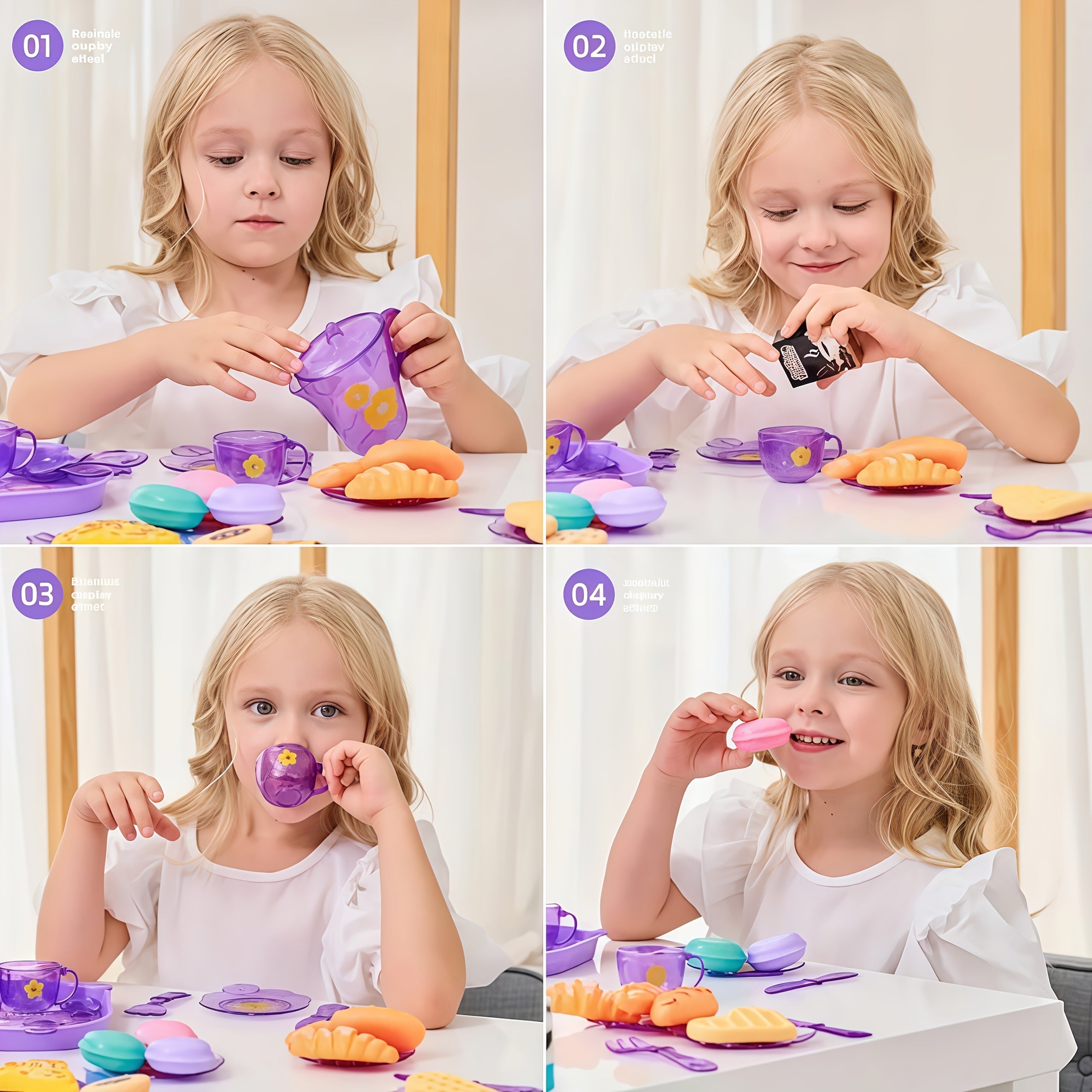 25pc Kids Pretend Tea Party Set Afternoon Tea Tableware w/ Teapot Toy