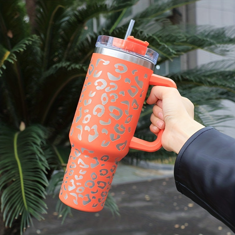 40oz Car Tumbler w/ Handle & Straw Lid Stainless Steel Vacuum Insulated Cup